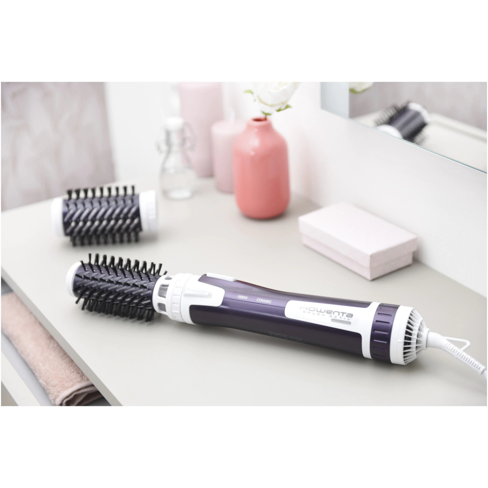 Perie rotativa Rowenta Brush Activ' Volume&Shine 2 CF9530, 1000W, 2 trepte de temperatura si viteza, ionizare, 2 perii, invelis ceramic, Mov [8]