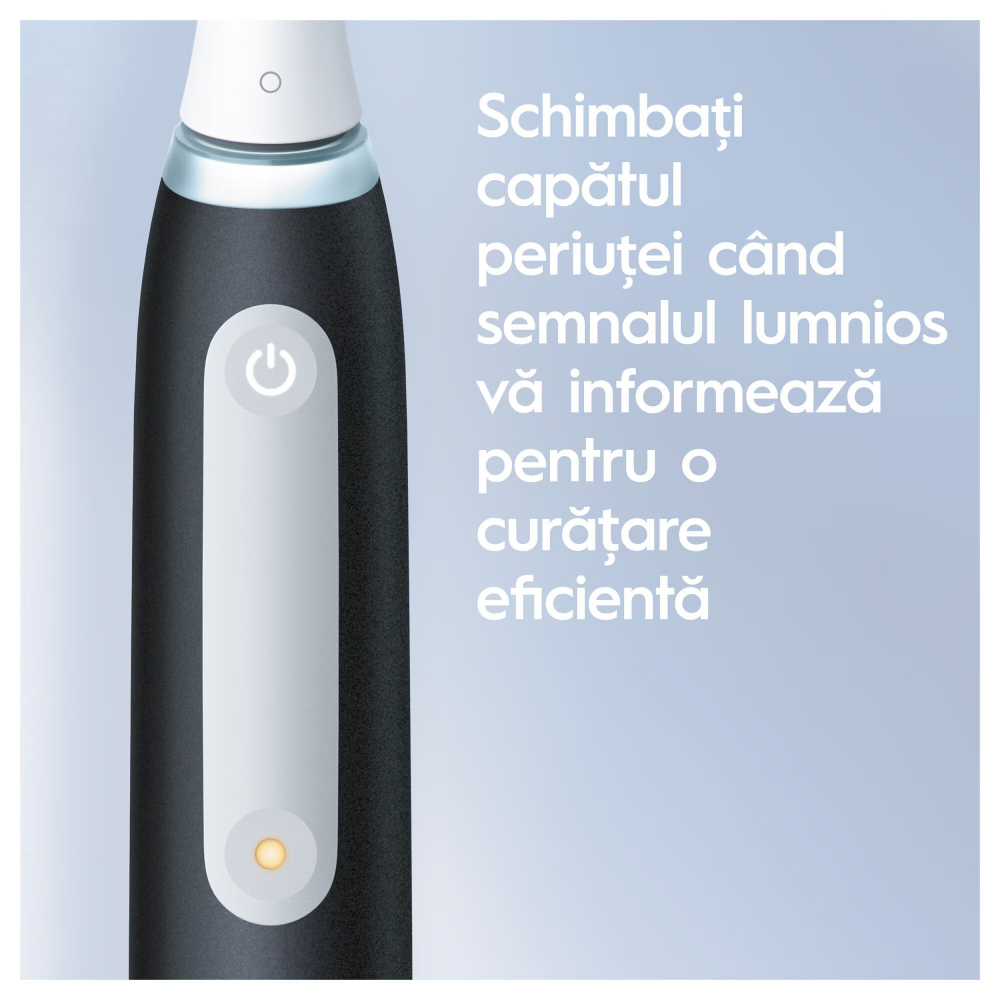 Periuta de dinti electrica Oral-B iO3 cu Tehnologie Magnetica si Micro-Vibratii, Senzor de presiune Smart, 3 moduri, 1 capat, Negru + 2 capete de periaj [6]