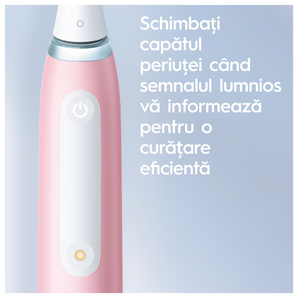 Periuta de dinti electrica Oral-B iO3 cu Tehnologie Magnetica si Micro-Vibratii, Senzor de presiune Smart, 3 moduri, 1 capat, Roz [7]