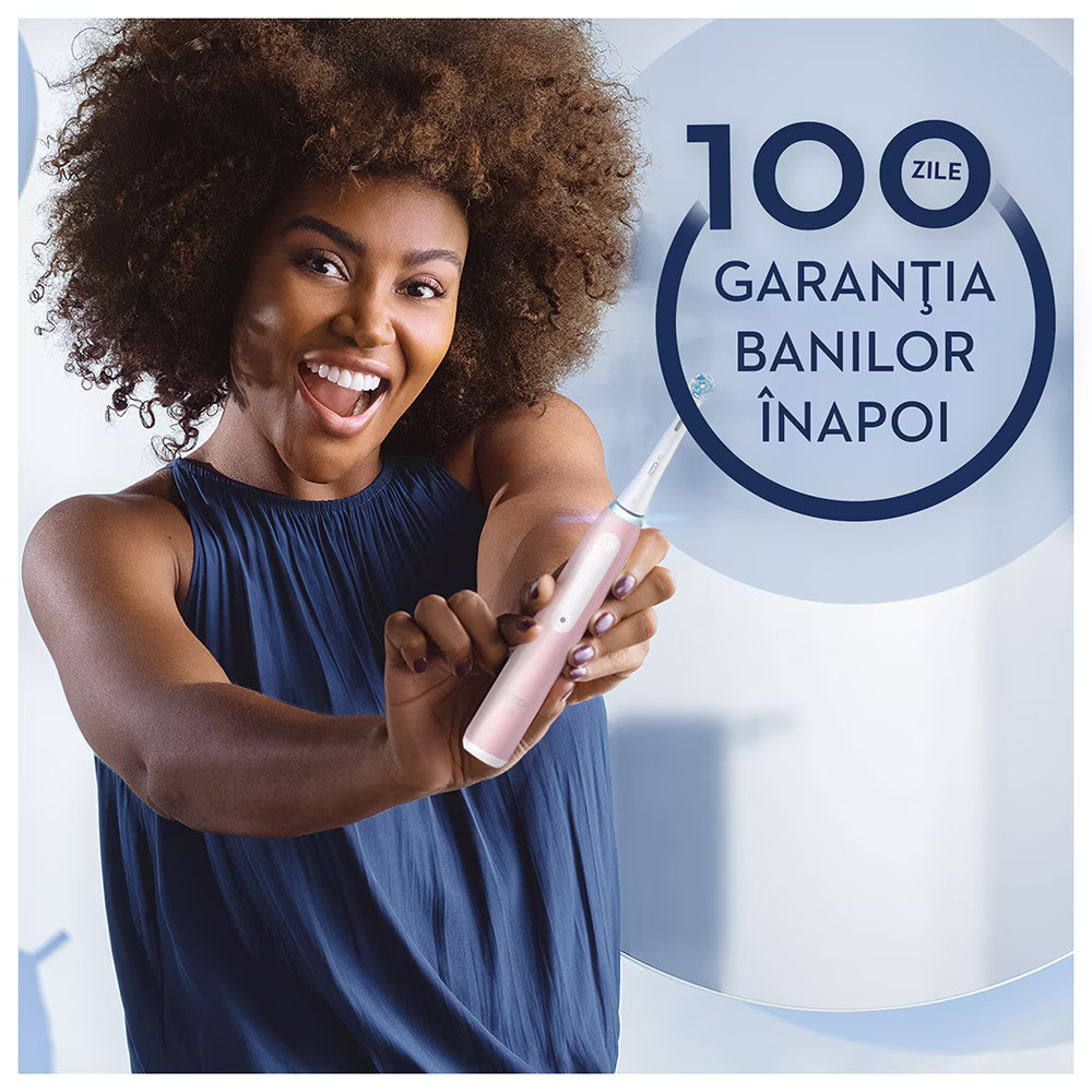 Periuta de dinti electrica Oral-B iO3 cu Tehnologie Magnetica si Micro-Vibratii, Senzor de presiune Smart, 3 moduri, 1 capat, Roz [6]