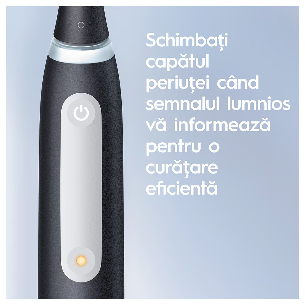 Periuta de dinti electrica Oral-B iO4 cu Tehnologie Magnetica si Micro-Vibratii,, Senzor de presiune Smart, 4 moduri, 1 capat, Trusa de calatorie, Negru [4]