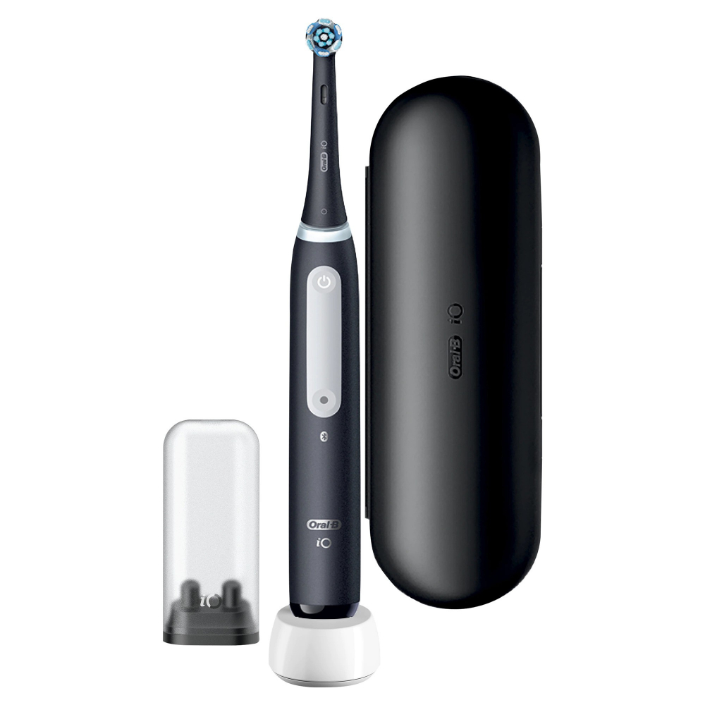 Periuta de dinti electrica Oral-B iO4 cu Tehnologie Magnetica si Micro-Vibratii,, Senzor de presiune Smart, 4 moduri, 1 capat, Trusa de calatorie, Negru [3]