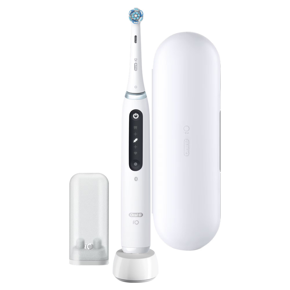 Periuta de dinti electrica Oral-B iO5 cu Tehnologie Magnetica si Micro-Vibratii, Inteligenta artificiala, Display conversational, Senzor de presiune Smart, 5 moduri, 1 capat, Trusa de calatorie, Alb [2]