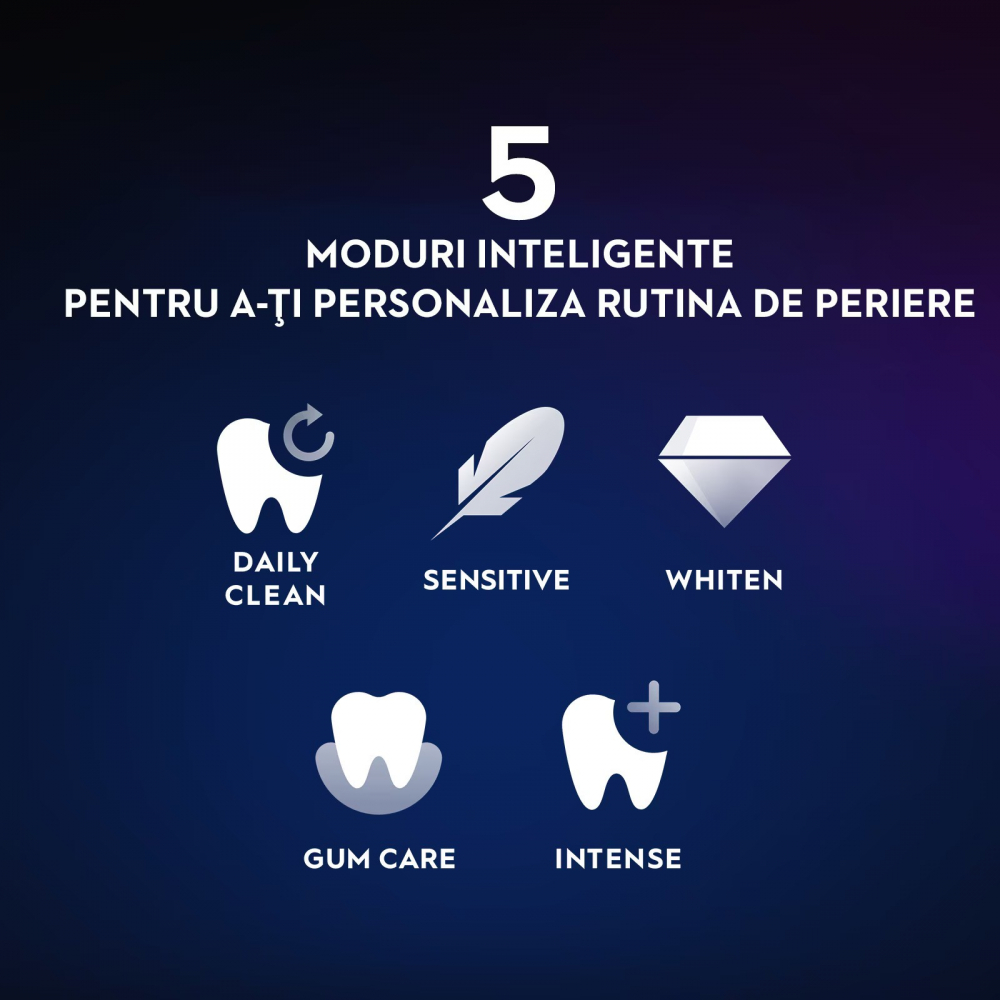 Periuta de dinti electrica Oral-B iO7 cu Tehnologie Magnetica si Micro-Vibratii, Inteligenta artificiala, Display led interactiv, Senzor de presiune Smart, Timer vizibil, 5 moduri, 1 capat, spare head holder, Incarcator magnetic, Trusa de calatorie, Negru [8]