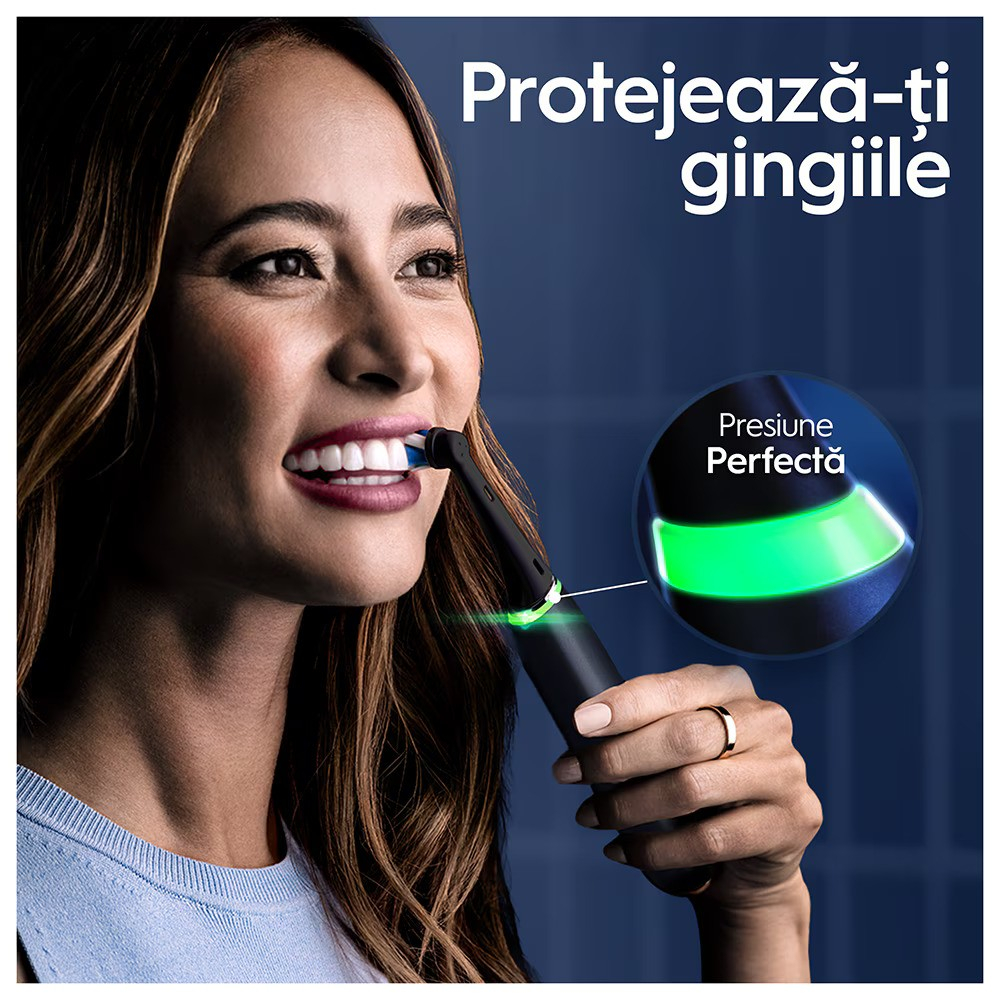 Periuta de dinti electrica Oral-B iO9 cu Tehnologie Magnetica si Micro-Vibratii, Inteligenta artificiala, Display led, Senzor de presiune Smart, Timer vizibil, Negru [5]