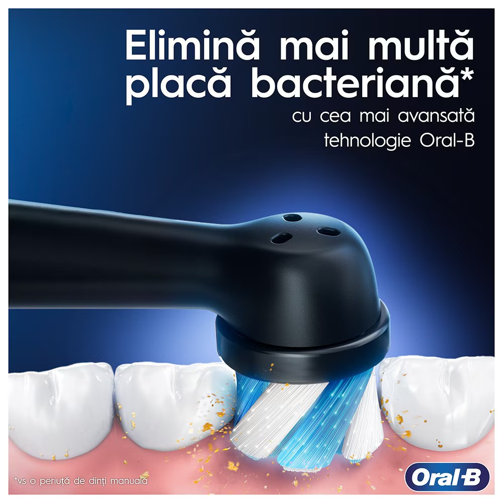 Periuta de dinti electrica Oral-B iO9 cu Tehnologie Magnetica si Micro-Vibratii, Inteligenta artificiala, Display led, Senzor de presiune Smart, Timer vizibil, Negru [4]