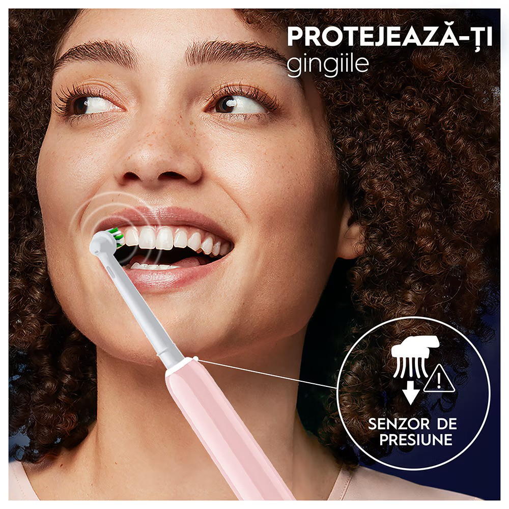 Periuta de dinti electrica Oral-B Pro 1, Curatare 3D, 1 program, 1 capat de periaj, trusa de calatorie, Roz [7]