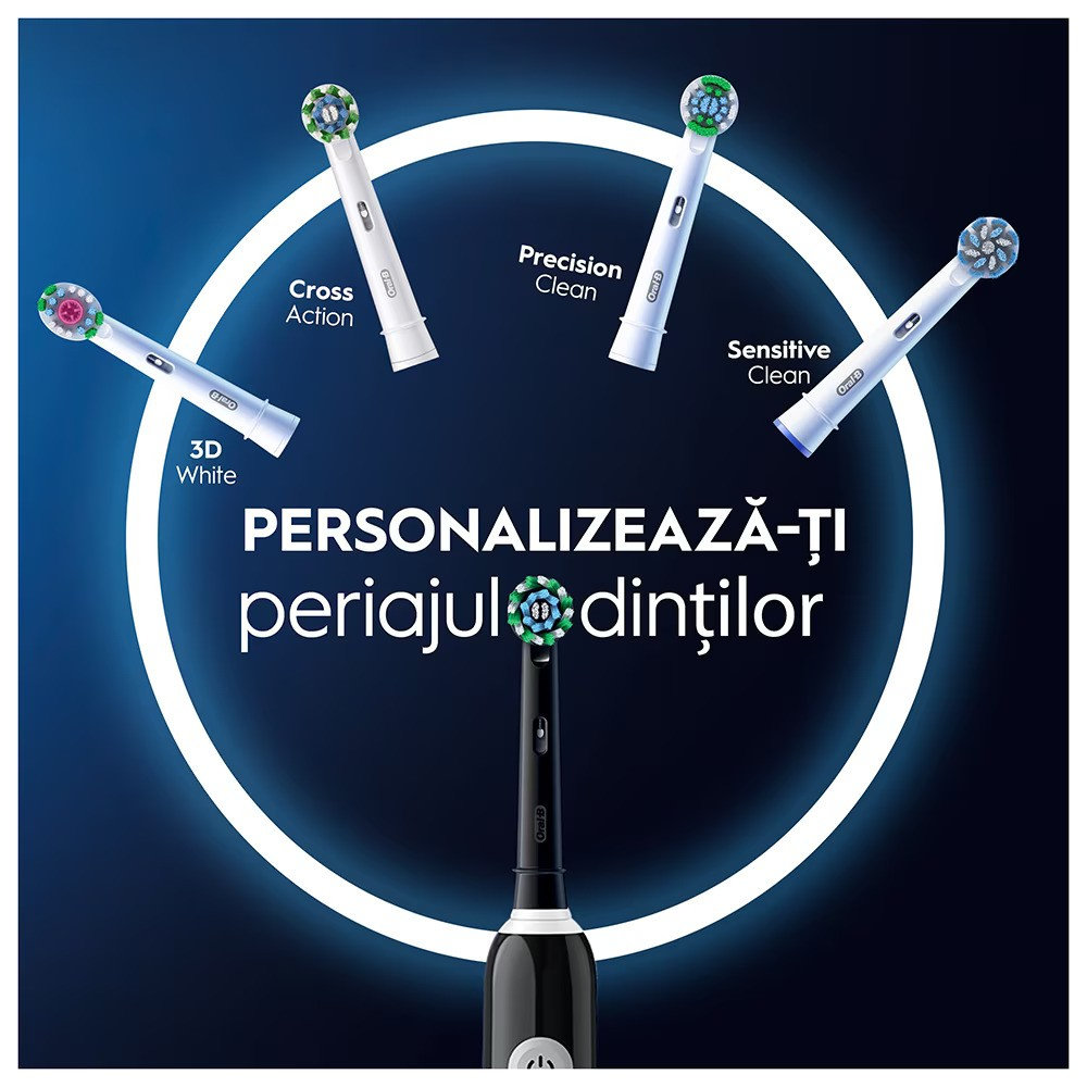 Periuta de dinti electrica Oral-B Pro 1, Curatare 3D, 1 program, 1 capat de periaj, trusa de calatorie, Roz [8]