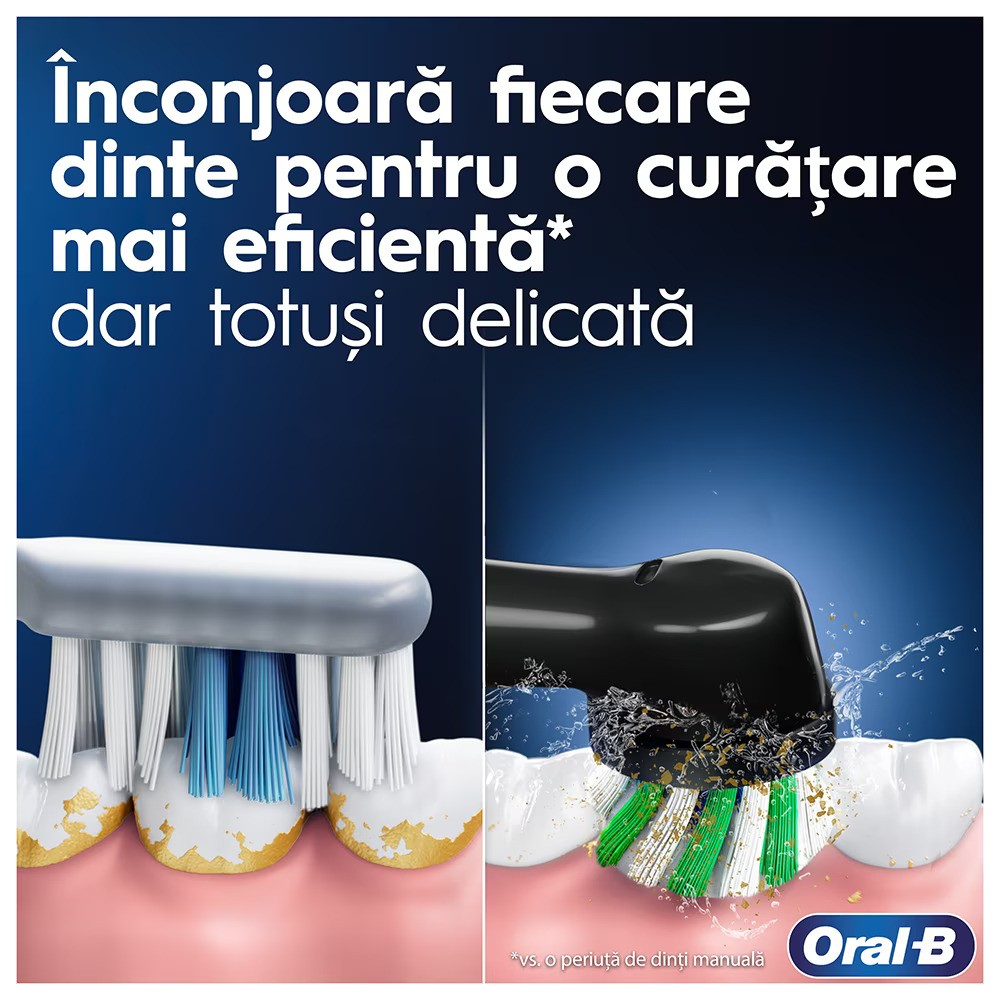 Periuta de dinti electrica Oral-B Pro 3 3500 Cross Action, Curatare 3D, 3 programe, 2 capete incluse, Trusa de calatorie, Negru [5]