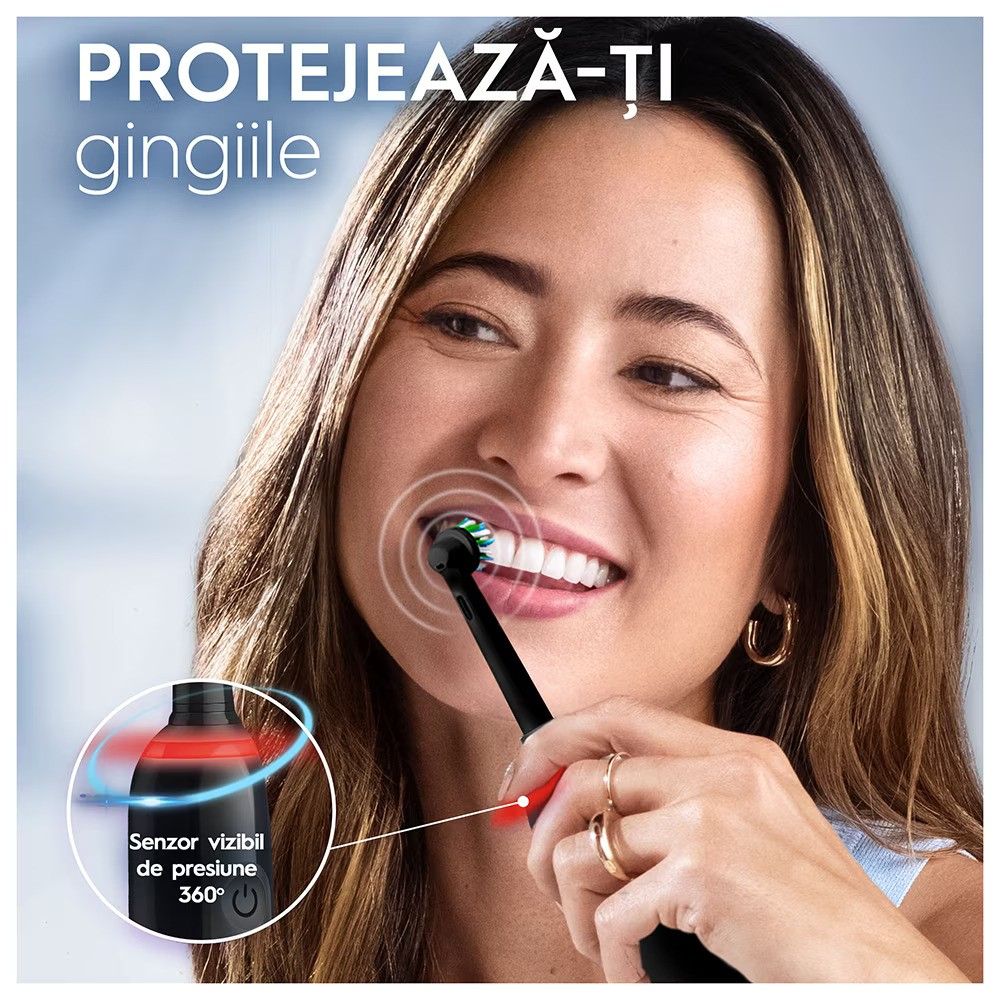 Periuta de dinti electrica Oral-B Pro 3 3500 Cross Action, Curatare 3D, 3 programe, 2 capete incluse, Trusa de calatorie, Negru [3]