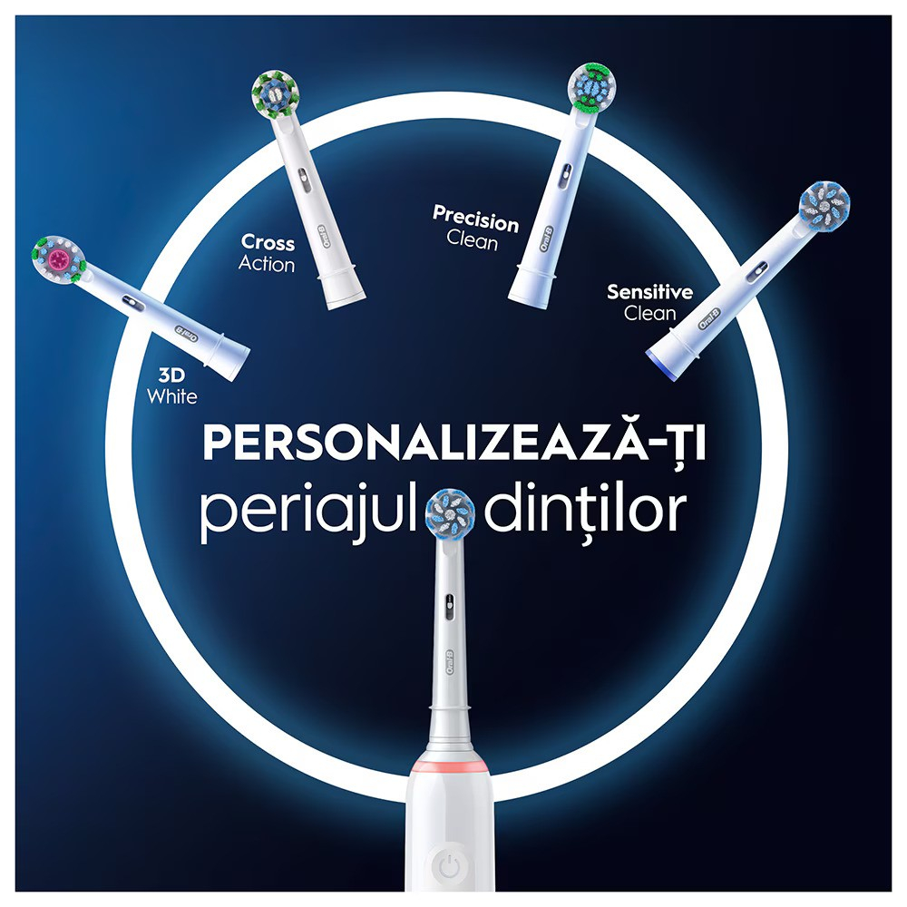 Periuta de dinti electrica Oral-B Pro 3 3500, Curatare 3D, 3 programe, 1 Incarcator, 1 Capat, Trusa de calatorie, Alb [4]