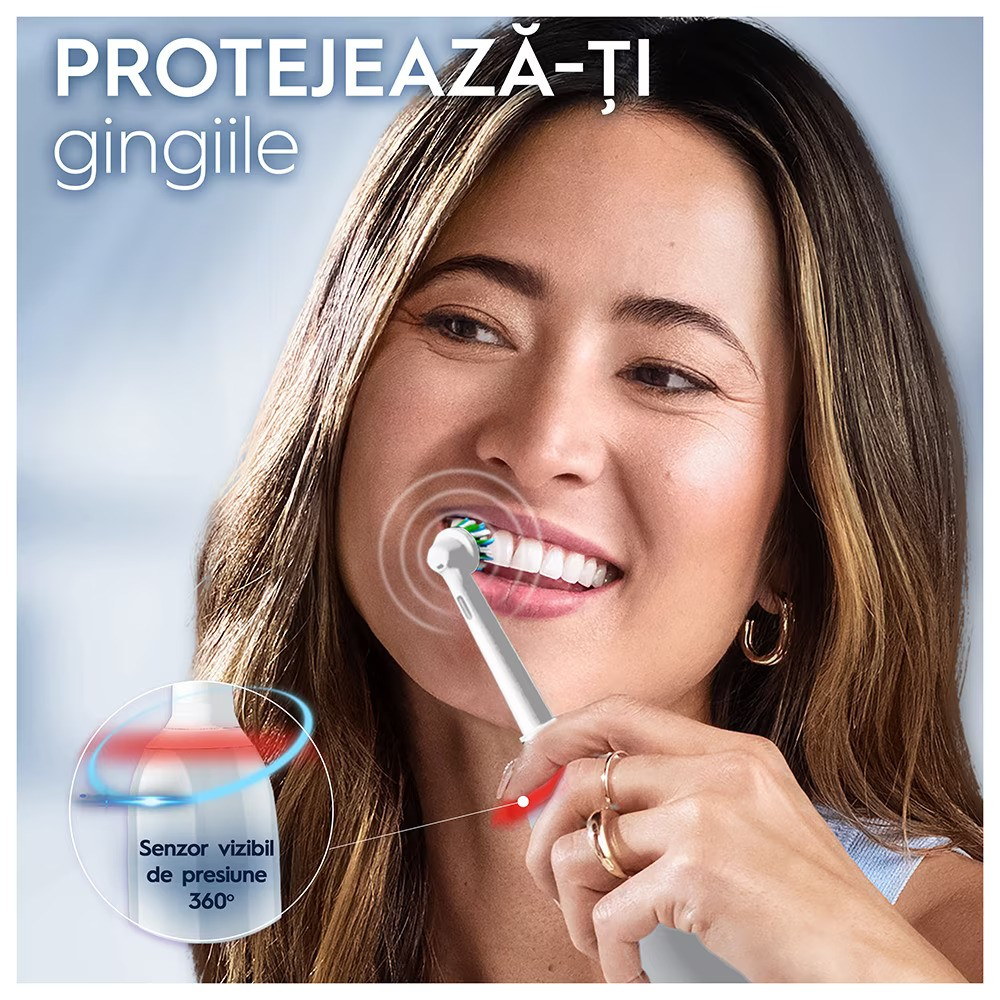 Periuta de dinti electrica Oral-B Pro 3 3500 Sensitive Clean, Curatare 3D, 3 programe, 2 capete incluse, Trusa de calatorie, Alb [4]