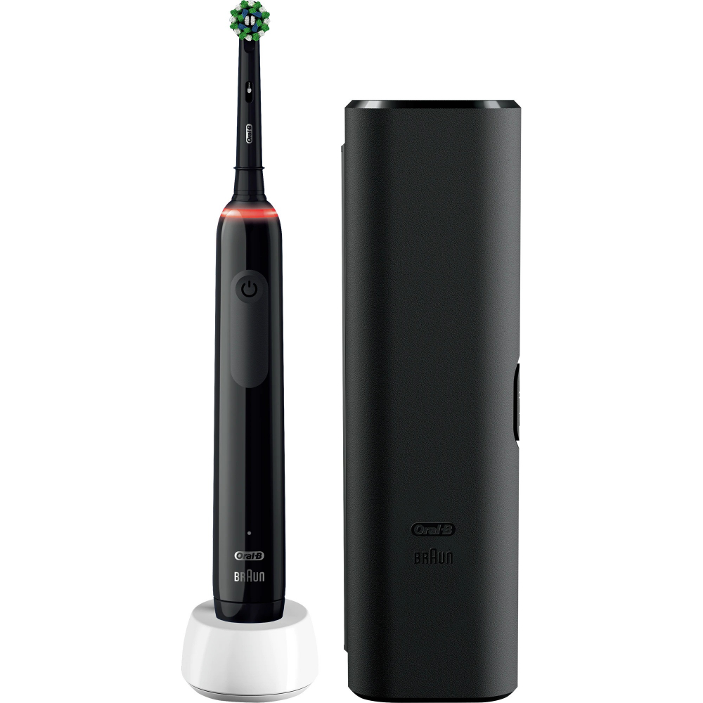 Periuta de dinti electrica Oral-B Pro 3 Cross Action, Curatare 3D, 3 programe, 1 capat, Trusa de calatorie, Negru [2]