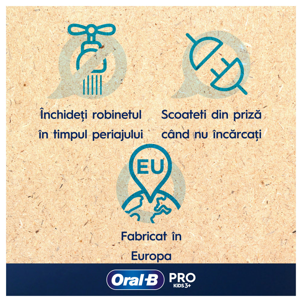 Periuta de dinti electrica Oral-B Pro Kids Frozen pentru copii, Curatare 2D, 2 programe, 1 capat, 4 autocolante, pentru 3+ ani, Albastru [12]