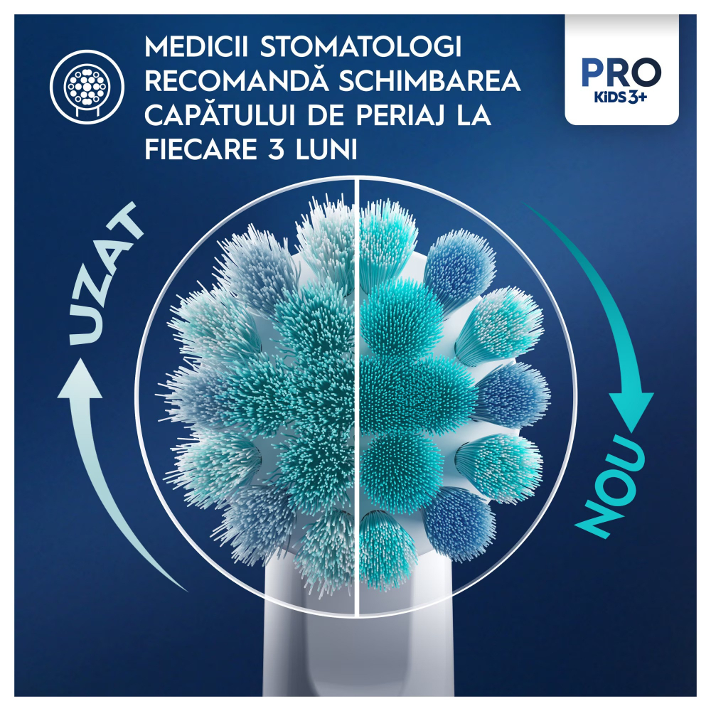 Periuta de dinti electrica Oral-B Pro Kids Frozen pentru copii, Curatare 2D, 2 programe, 1 capat, 4 autocolante, trusa de calatorie, Albastru [10]