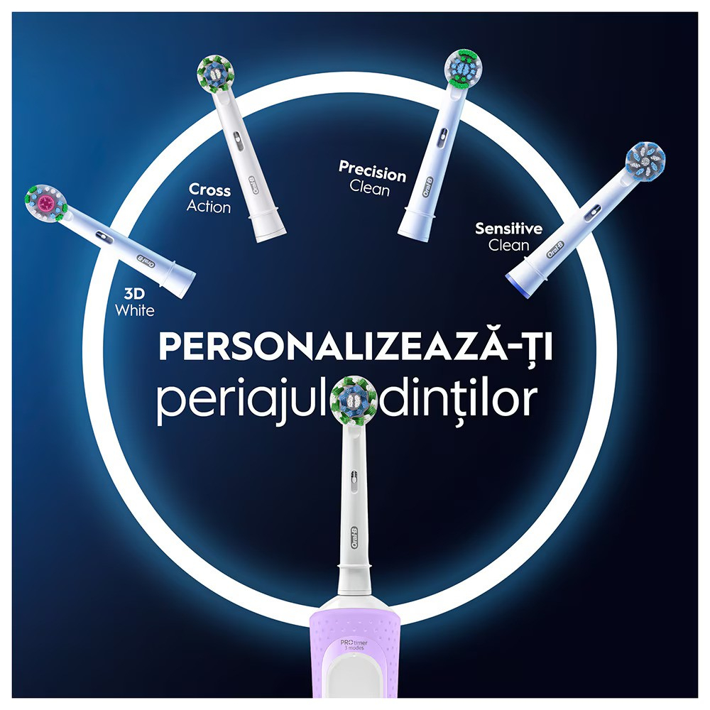 Periuta de dinti electrica Oral-B Vitality Pro, Curatare 2D, 3 programe, 1 Incarcator, 1 capat, Violet [7]