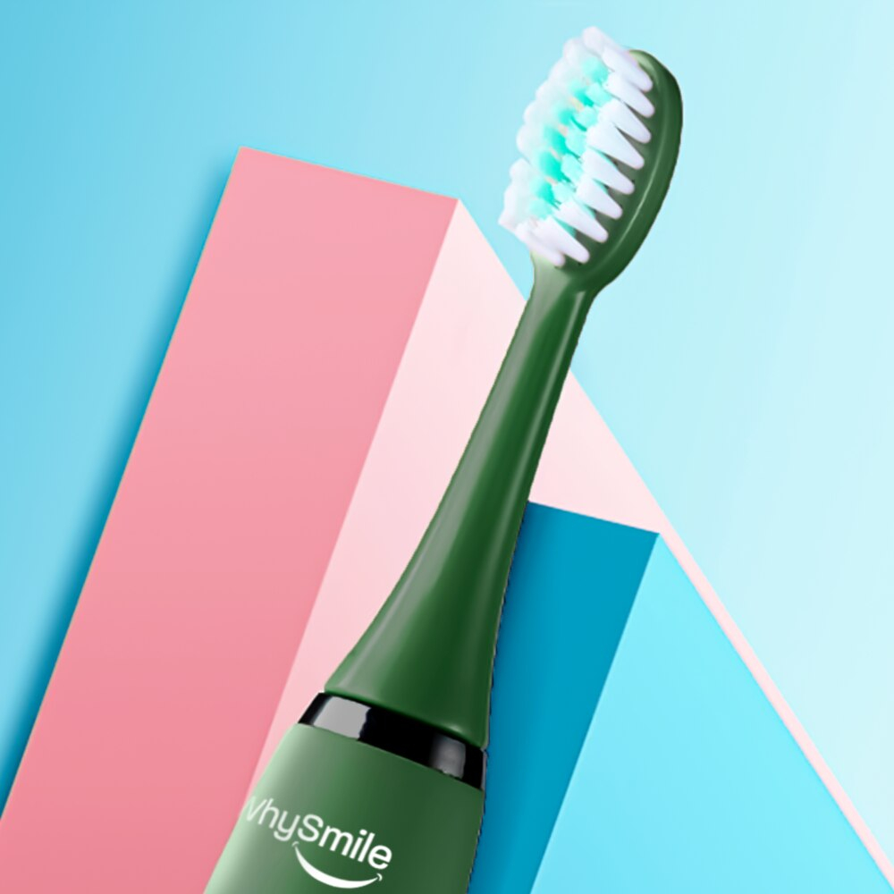 Periuta electrica reincarcabila sonica WhySmile Copii, 32000 miscari/minut, 4 moduri de curatatare, 8 capete de periere, smart timer, rezistent la apa IPX6, cablu USB, Verde [6]