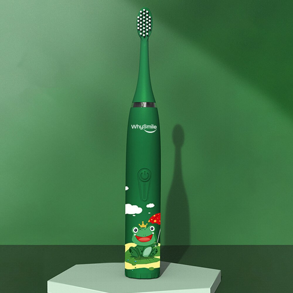 Periuta electrica reincarcabila sonica WhySmile Copii, 32000 miscari/minut, 4 moduri de curatatare, 8 capete de periere, smart timer, rezistent la apa IPX6, cablu USB, Verde [5]
