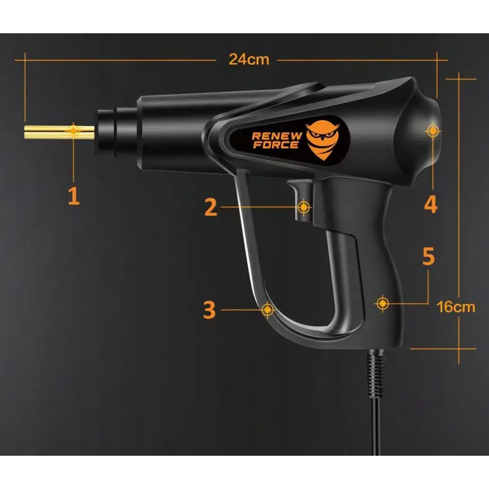 Pistol Profesional pentru lipit/sudat plastic Renew Force, kit pentru repararea fisurilor din plastic, polipropilena, 200 capse de intarire, putere 70W, Negru [7]