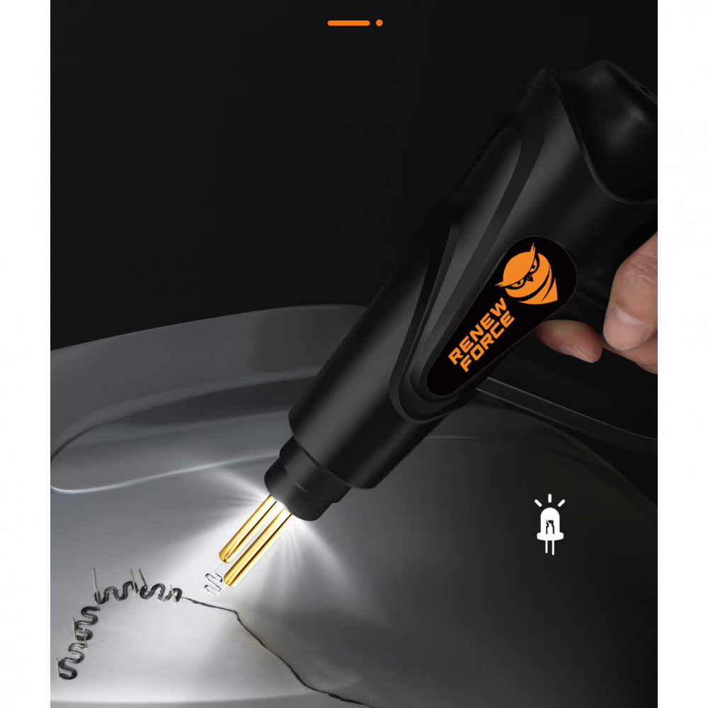 Pistol Profesional pentru lipit/sudat plastic Renew Force, kit pentru repararea fisurilor din plastic, polipropilena, 200 capse de intarire, putere 70W, Negru [8]