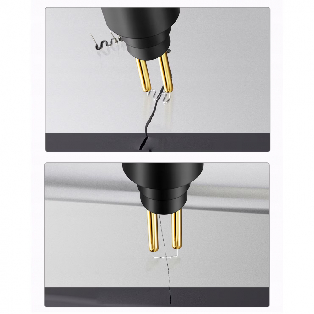 Pistol Profesional pentru lipit/sudat plastic Renew Force, kit pentru repararea fisurilor din plastic, polipropilena, 200 capse de intarire, putere 70W, Negru [10]