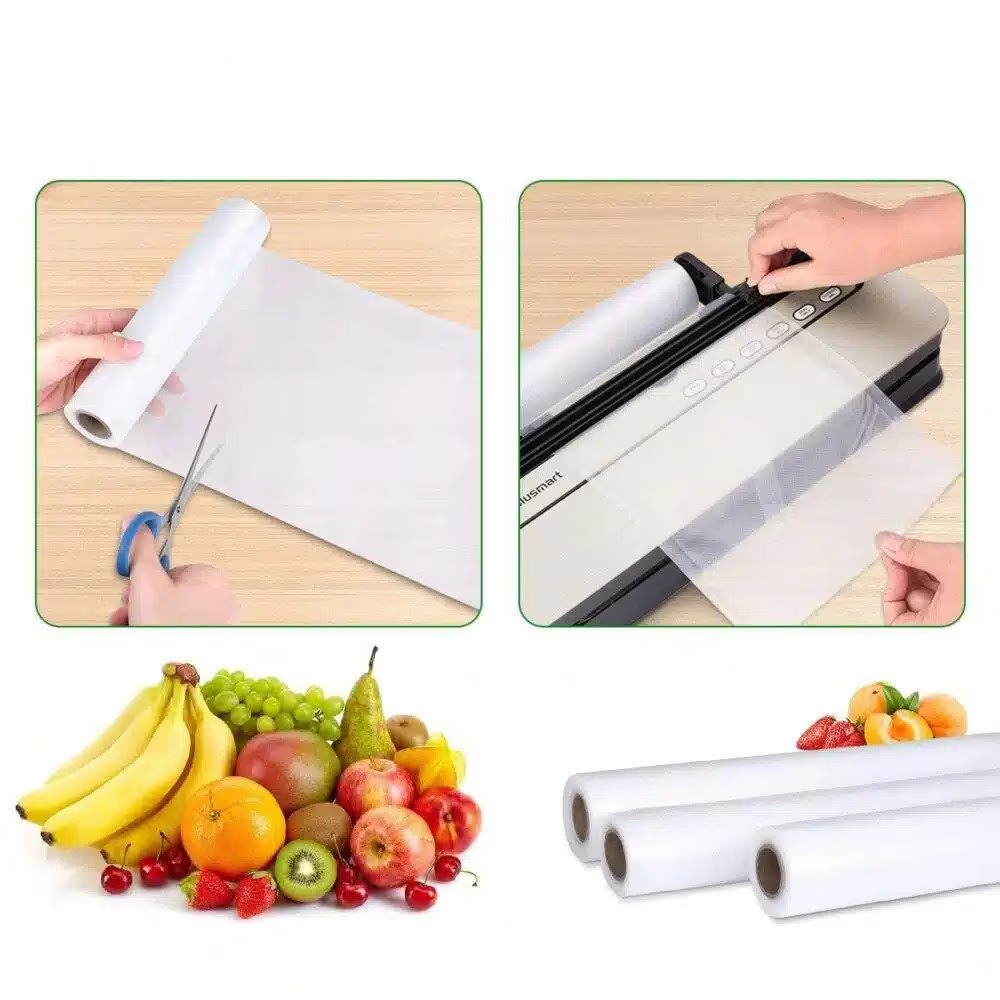 Pungi vidat gofrate DexXer, pentru aparat de vidat alimente, 1 rola, 20cm x 6m, reutilizabile, rezistente, sous vide, lavabile in masina de spalat, fara BPA, transparent [8]