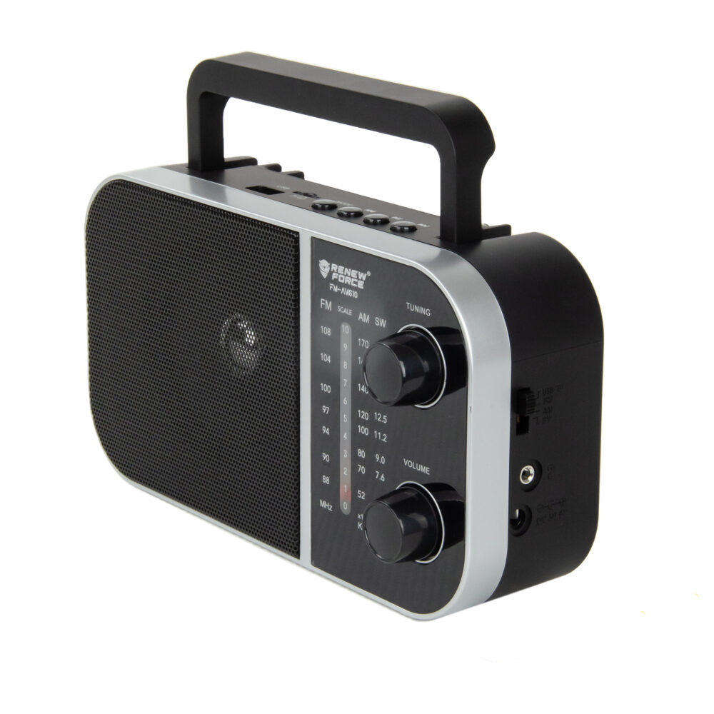 Radio portabil cu acumulator Renew Force, Antena FM/AM, Bluetooth, Slot Card SD, Negru [2]