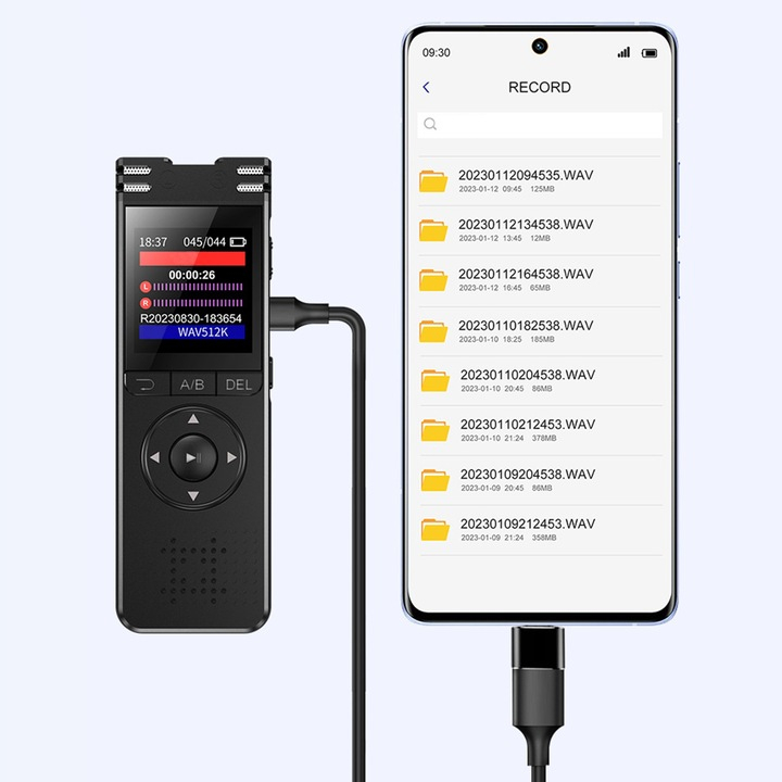 Reportofon profesional NewEvo 32 GB cu activare vocală și reducere zgomot [7]