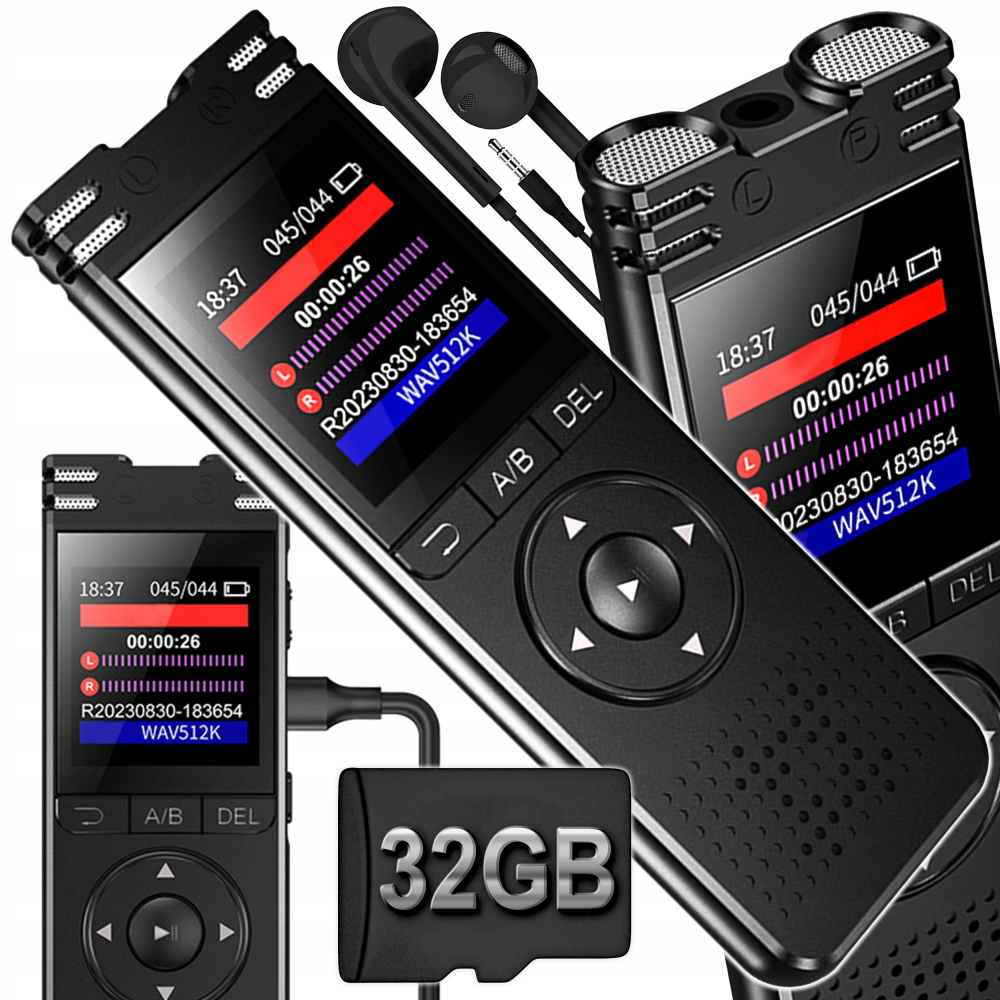 Reportofon profesional NewEvo 32 GB cu activare vocală și reducere zgomot [8]