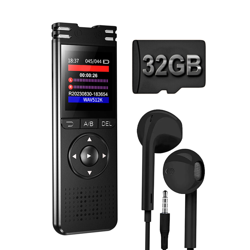 Reportofon profesional NewEvo 32 GB cu activare vocală și reducere zgomot [1]