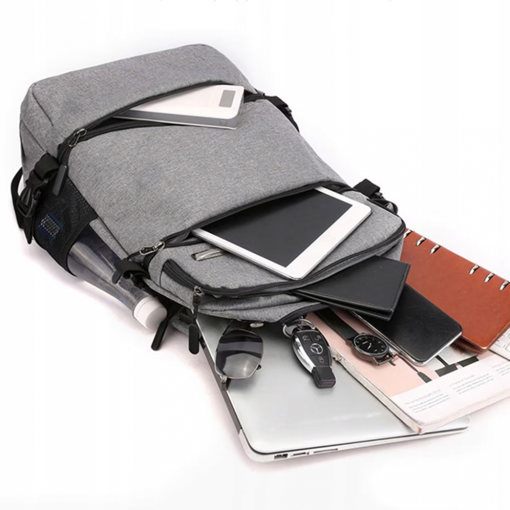 Rucsac multifunctional Renew Force cu Port de incarcare USB, smart casual pentru Business, Calatorii si Laptop 15 inchi, 45x31x13 cm, Gri [7]