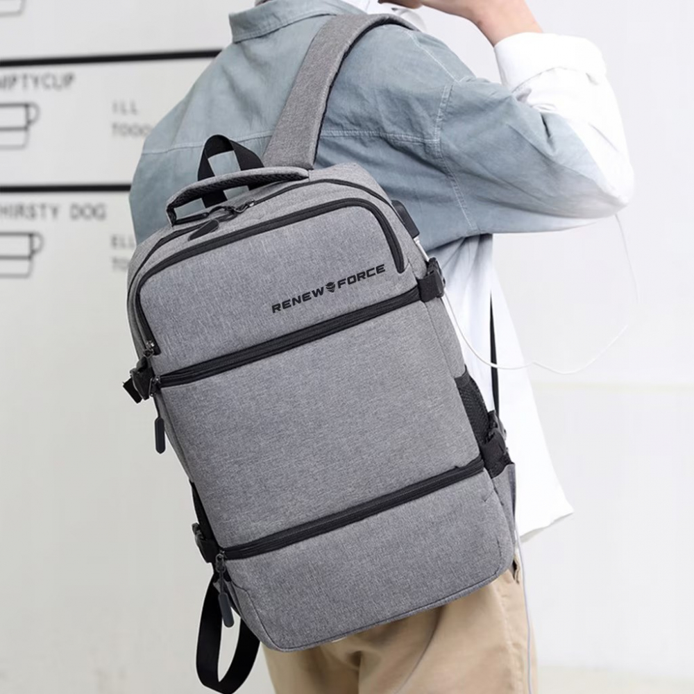 Rucsac multifunctional Renew Force cu Port de incarcare USB, smart casual pentru Business, Calatorii si Laptop 15 inchi, 45x31x13 cm, Gri [8]