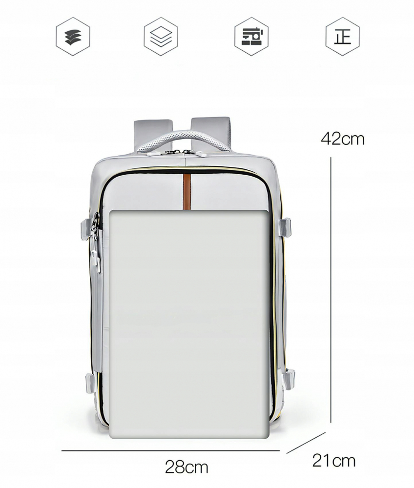 Rucsac pentru Calatorie cu spatiu Laptop 17 inch, Ideal pentru Zboruri, Compatibil Cabina Avion, Ghiozdan Multifunctional NewEvo®, Impermeabil, cu port de incarcare USB, Buzunare multiple, Capacitate [5]