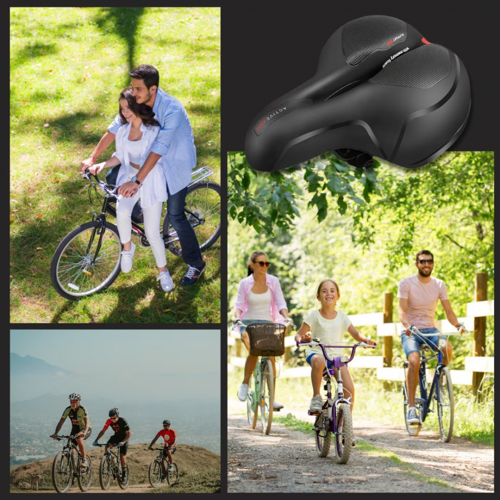 Sa Bicicleta NewEvo, Premium cu Gel si Arcuri, Ultra Amortizare Socuri, Anti-Alunecare, Impermeabila, Design Ventilat, Banda Reflectorizanta, Compatibilitate Universala 25x20.5x9.5cm [9]