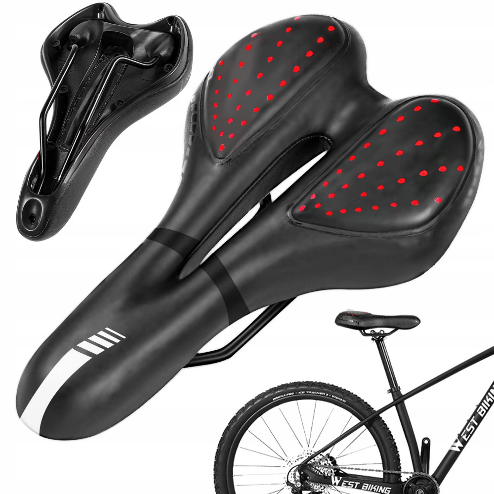 Sa bicicleta Renew Force, Piele ecologica, Gel, Forma ergonomica, Rezistenta la socuri, 27cm X 16cm X 5cm, Negru [2]