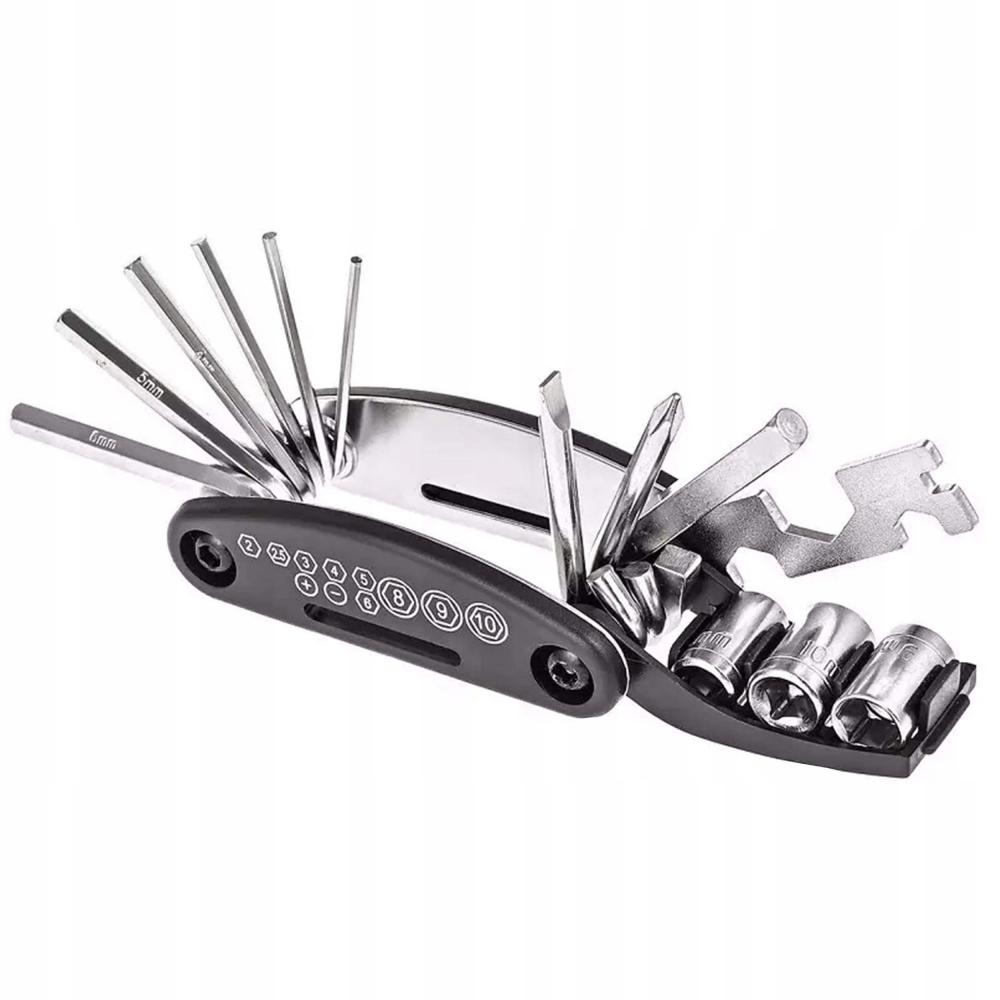 Set 21 Scule Bicicleta NewEvo®, Cu Mini Pompa, Instrument multifunctional 16 in 1, Patch-uri de reparatii, Geanta Transport , Negru [3]