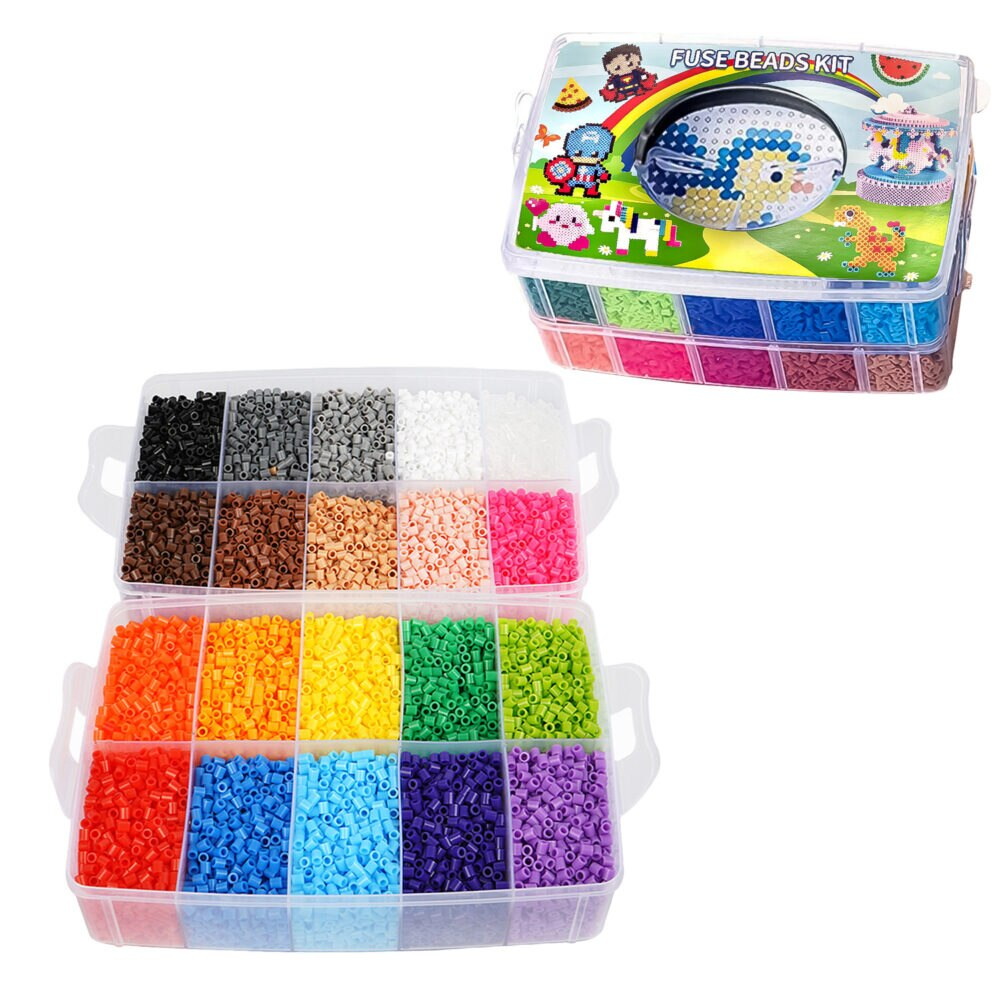 Set 23000 Margele de calcat NewEvo in 22 culori, 5 tampoane transparente de stivuire, 2 pandantive, 9 foi de calcat, 29 sabloane cu model, 4 pensete, o carte cu modele, Multicolor [3]