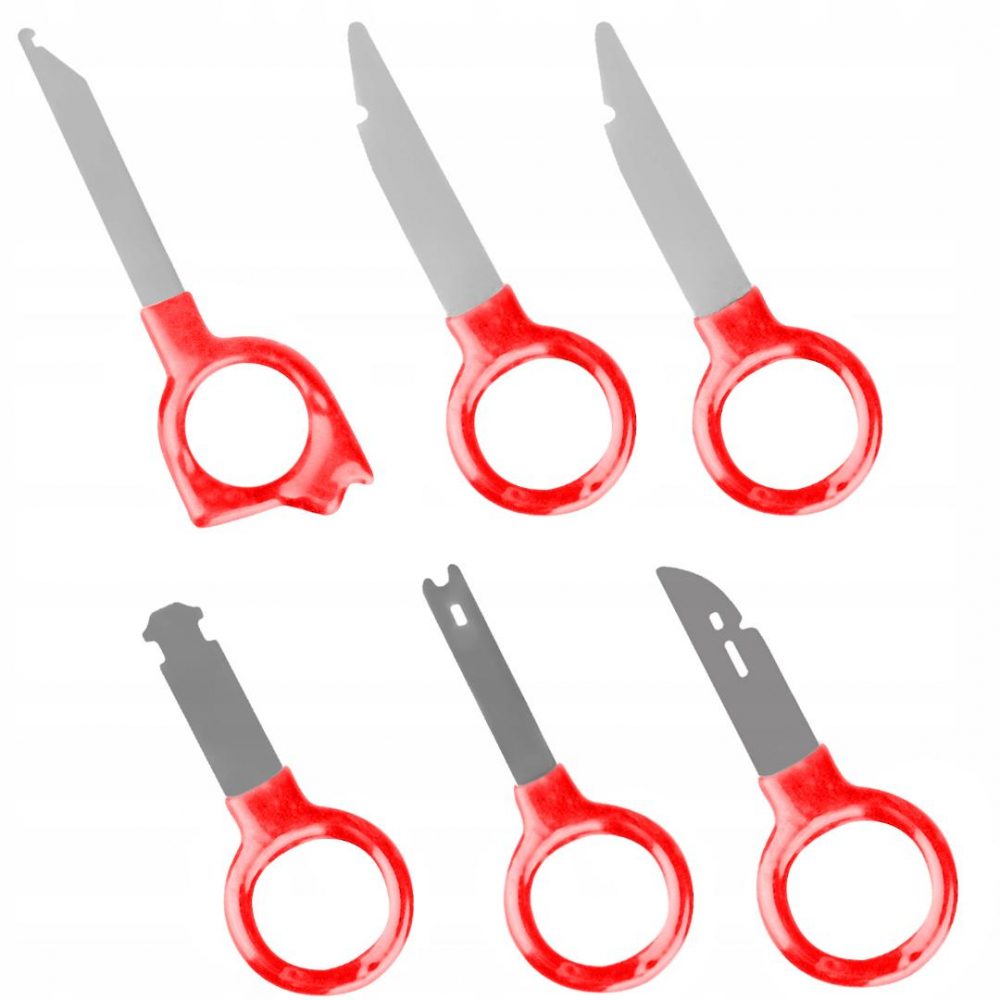 Set 43 piese demontare interior auto, NewEvo, Cu Husa Depozitare, Robust si durabil, Depozitare usoara, Rezistent la coroziune, Pentru usi, bord, audio, tapiterie si capitonaje, Negru Rosu [4]