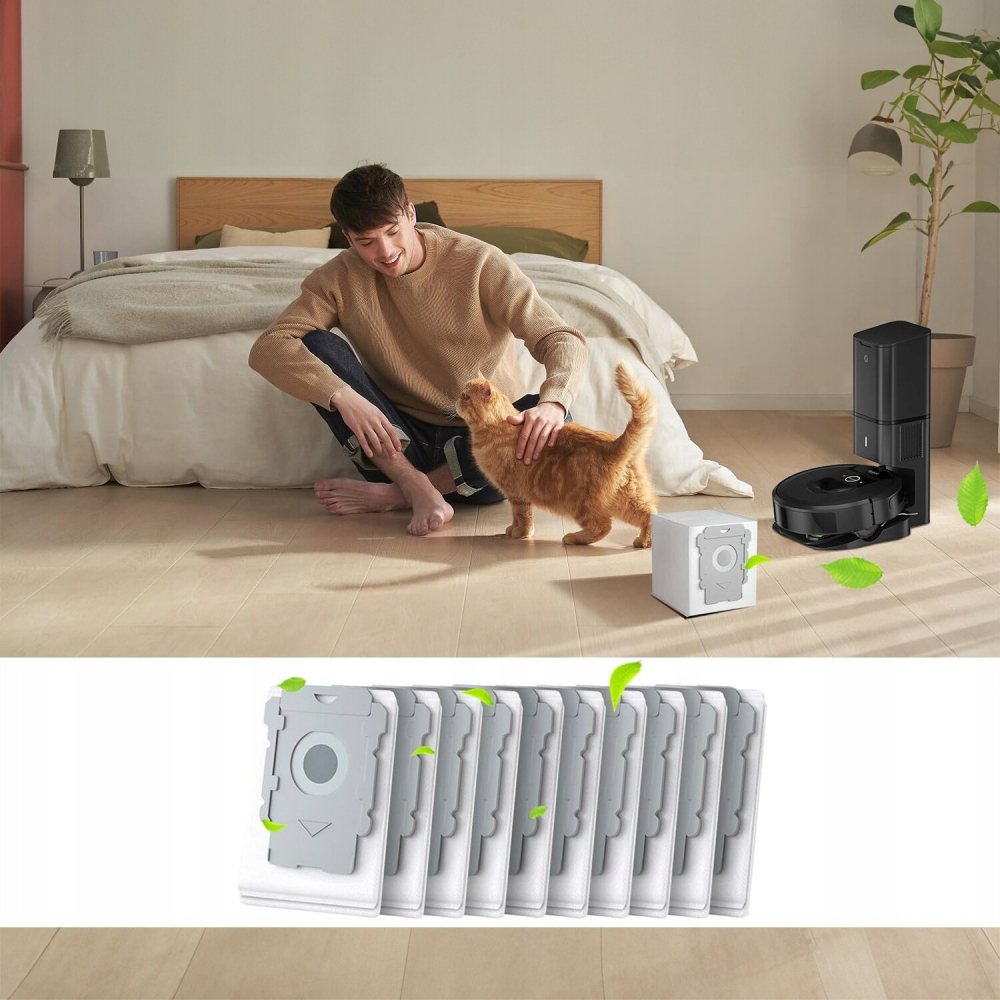 Set 5 Saci de Aspirator NewEvo Compatibili cu iRobot E, I, J si i3+, i4+, i5+, i6+, i7+, i8+, j7+, s9+, Calitate Premium, Material Durabil, Alb Gri [4]
