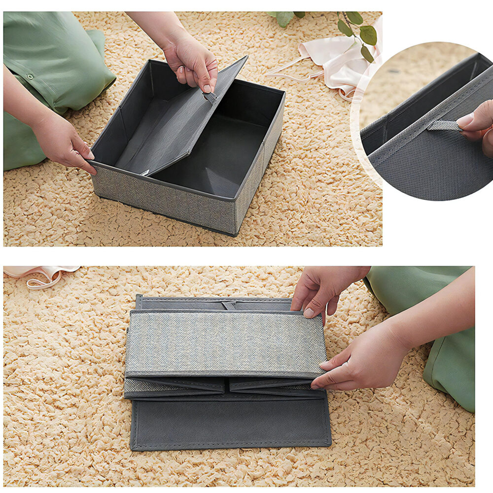 Set 6 Cutii Organizare pentru Dulapuri si Sertare, NewEvo, Stofa, Gri [3]