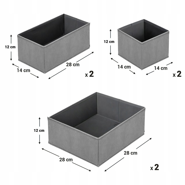 Set 6 Cutii Organizare pentru Dulapuri si Sertare, NewEvo, Stofa, Gri [7]