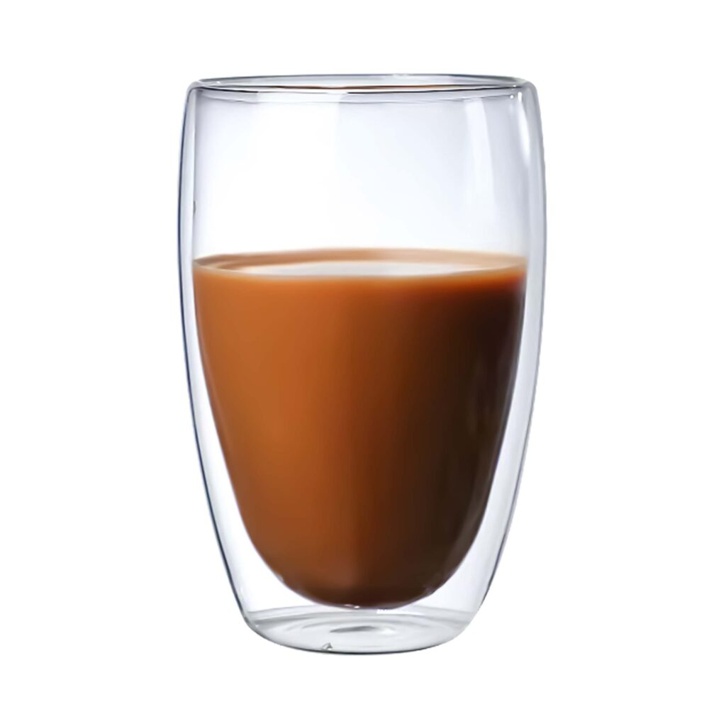 Set 6 pahare cu pereti dubli NewEvo®, termorezistente, pentru cafea, ceai, cafe latte, cappuccino, cu fund dublu, 350 ml, transparente [9]