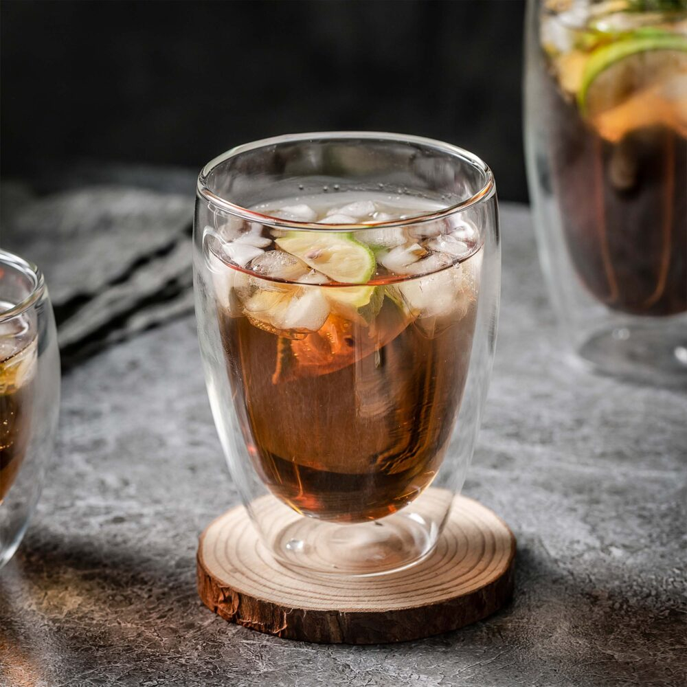 Set 6 pahare cu pereti dubli NewEvo®, termorezistente, pentru cafea, ceai, cafe latte, cappuccino, cu fund dublu, 350 ml, transparente [8]