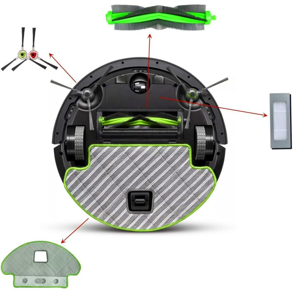 Set 7 accesorii NewEvo compatibile cu iRobot Roomba Combo R113840, 1 perie tambur, 2 perii laterale, 2 filtre Hepa, 2 mop din microfibra [7]