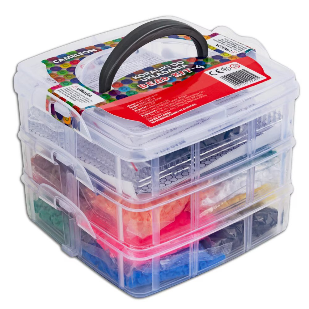 Set 8000 Margele de calcat NewEvo in 15 culori, 6 tampoane transparente de stivuire, 2 foi hartie de calcat, 13 sabloane cu model, 2 pensete, 10 suporturi de proiect, Multicolor [6]