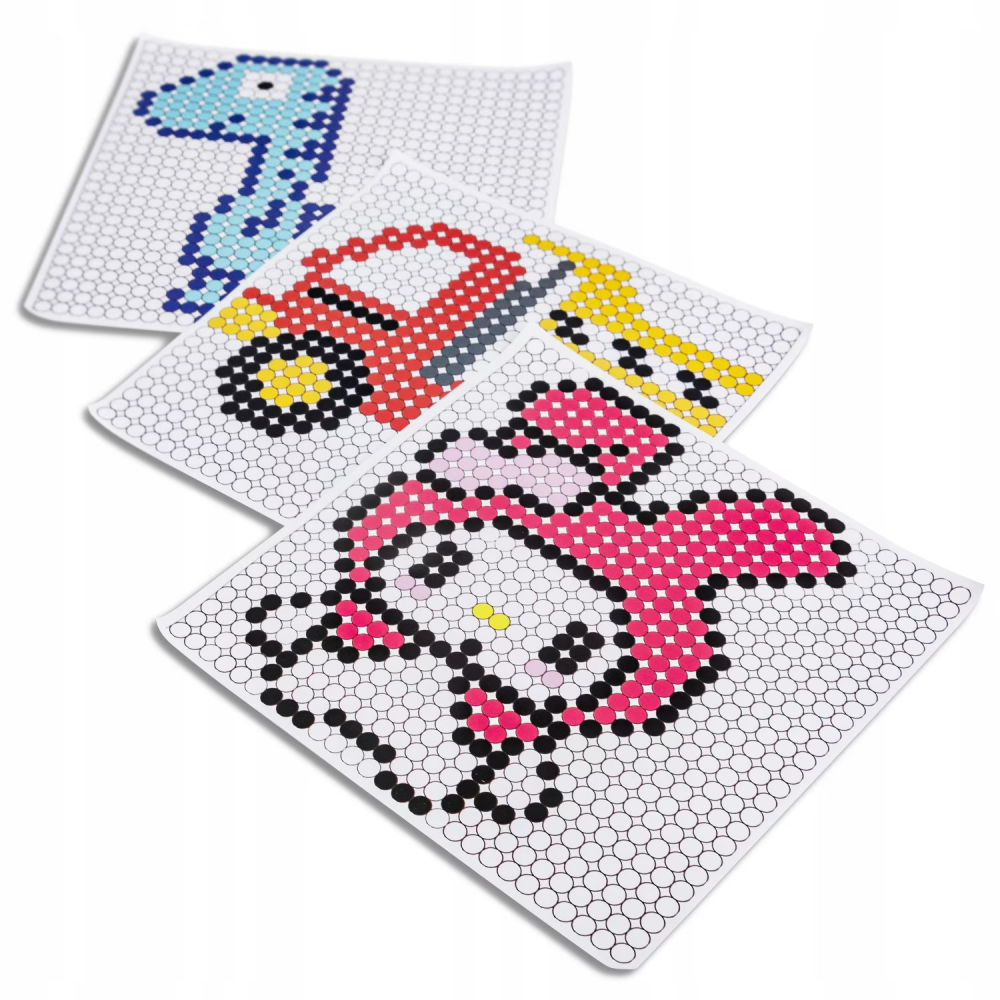 Set 8000 Margele de calcat NewEvo in 15 culori, 6 tampoane transparente de stivuire, 2 foi hartie de calcat, 13 sabloane cu model, 2 pensete, 10 suporturi de proiect, Multicolor [5]