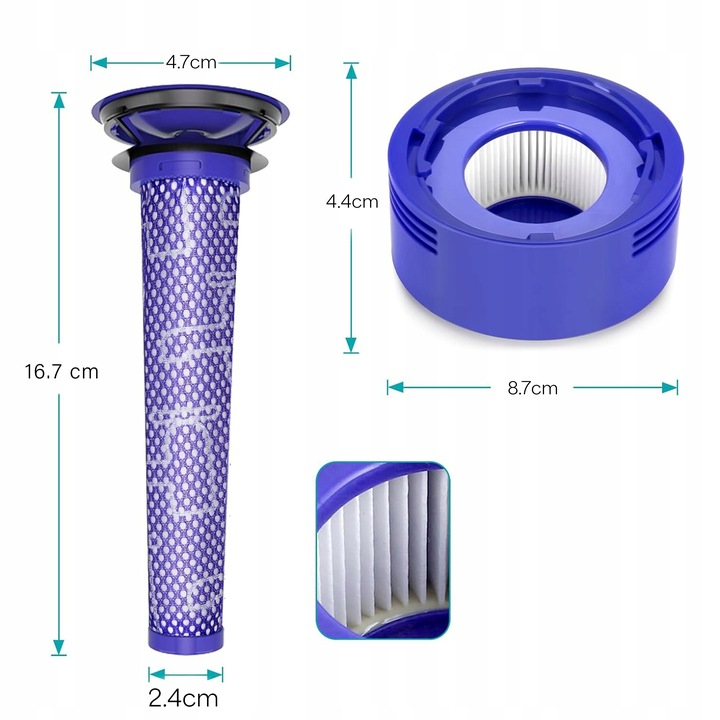 Set 9 filtre NewEvo® compatibile cu aspiratoare Dyson V7 V8 V8+, 6 Prefiltre, 3 Filtre Hepa, Lavabil, Violet [3]
