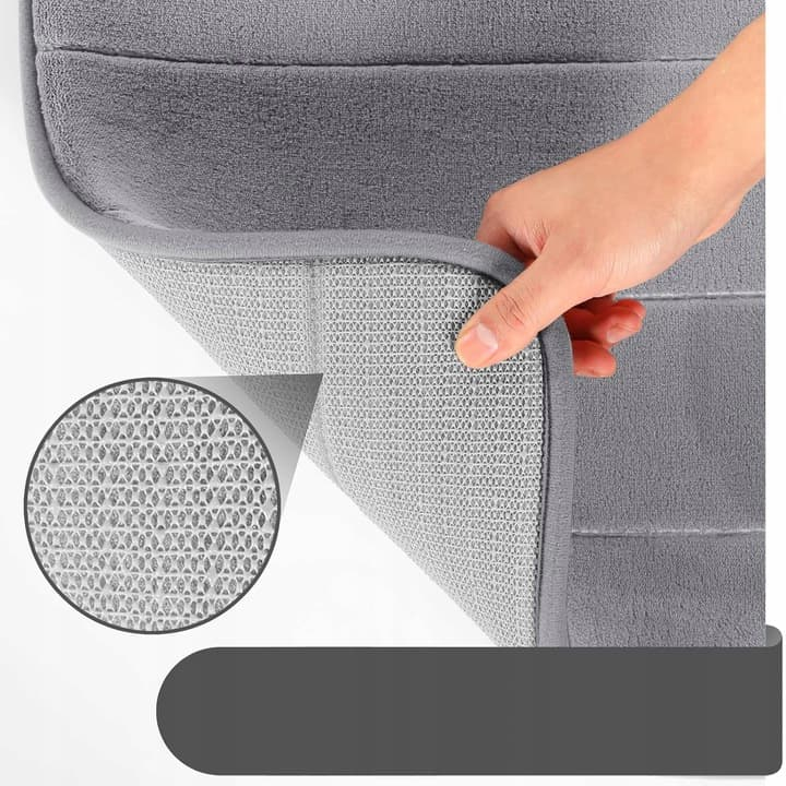 Set covoras de baie 3 piese, Spuma cu memorie, Microfibra, 80x50, 60x40, 40x50, Gri Antracit [2]
