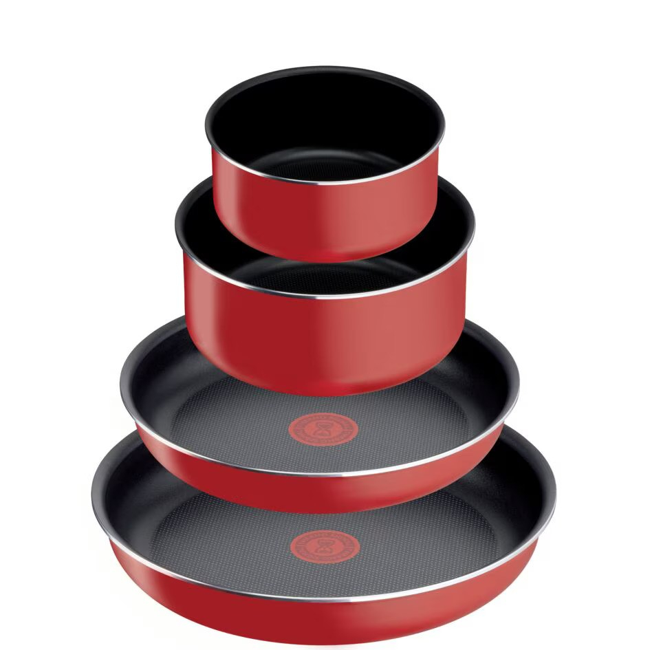 Set de 12 piese Tefal Ingenio Easy Cook & Clean, invelis antiaderent Titanium, indicator temperatura Thermo-Signal, maner detasabil, rosu [3]