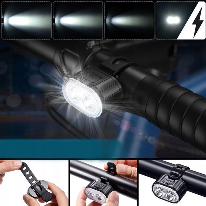 Set lumini bicicleta NewEvo, far bicicleta fata spate, USB reincarcabil cu acumulator, 4 moduri de iluminare, rezistent la apa IPX4, Alb Rosu [5]